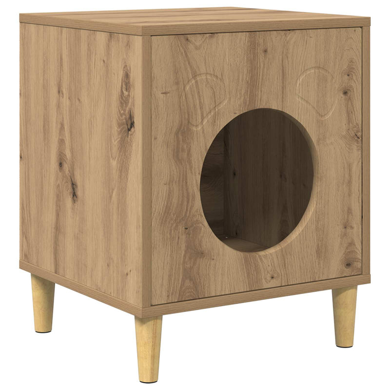 Load image into Gallery viewer, Vidaxl kattenhuis ambachtelijk eiken 42,5 x 40 x 53 cm bewerkt hout
