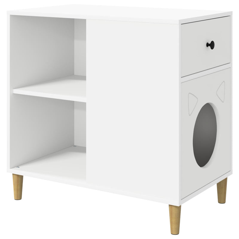 Load image into Gallery viewer, Vidaxl kattenhuis wit 72 x 42,5 x 70 cm bewerkt hout
