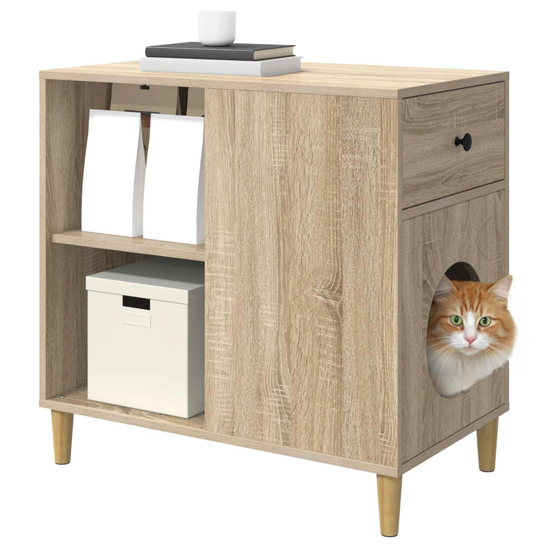 Load image into Gallery viewer, Vidaxl kattenhuis sonoma 72 x 42,5 x 70 cm bewerkt hout
