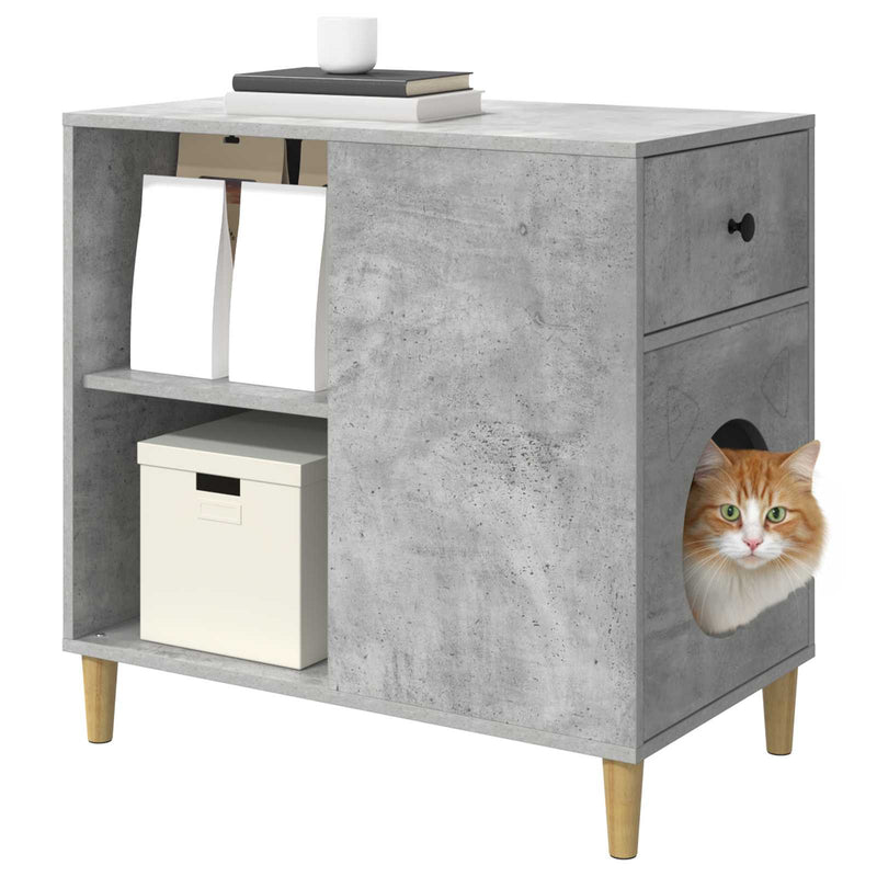 Load image into Gallery viewer, Vidaxl kattenhuis beton 72 x 42,5 x 70 cm bewerkt hout
