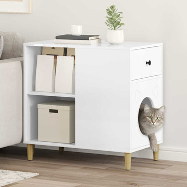 Vidaxl kattenhuis glanzend wit 72 x 42,5 x 70 cm bewerkt hout