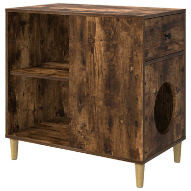 Vidaxl kattenhuis gerookt eiken 72 x 42,5 x 70 cm bewerkt hout