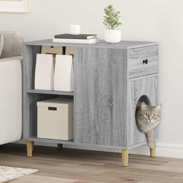 Vidaxl kattenhuis grijs sonoma 72 x 42,5 x 70 cm bewerkt hout