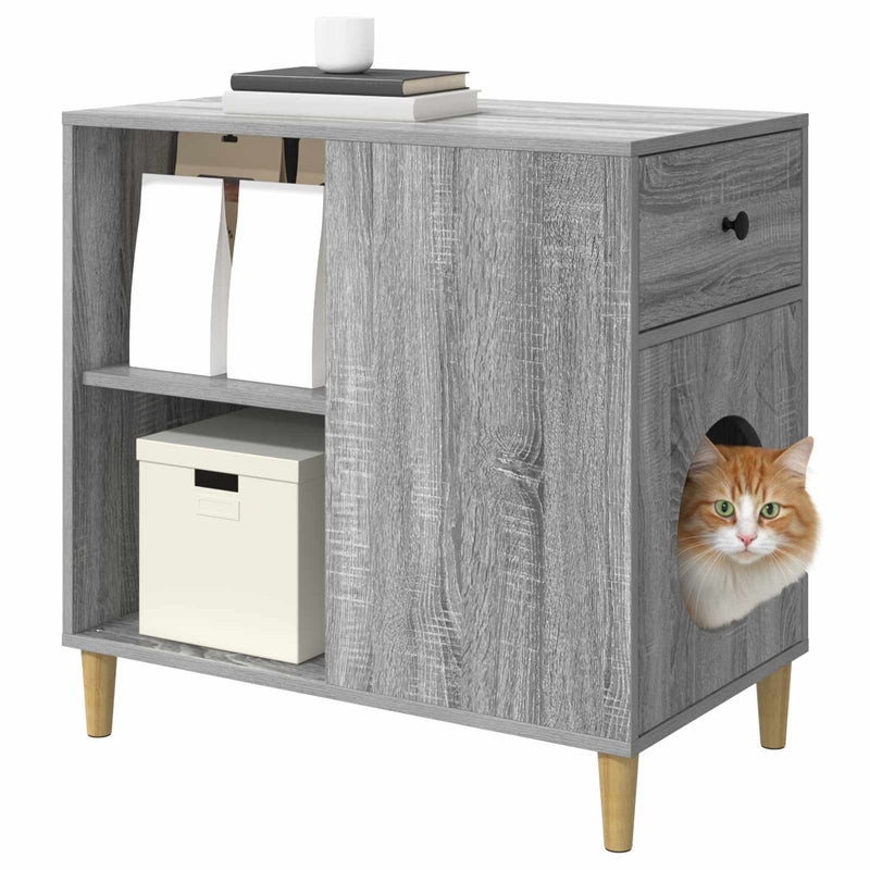 Load image into Gallery viewer, Vidaxl kattenhuis grijs sonoma 72 x 42,5 x 70 cm bewerkt hout
