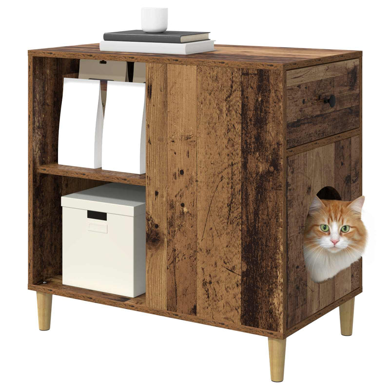 Load image into Gallery viewer, Vidaxl kattenhuis oudhout 72 x 42,5 x 70 cm bewerkt hout
