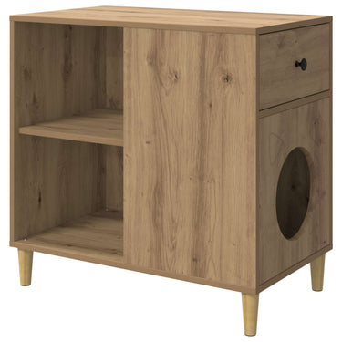 Vidaxl kattenhuis ambachtelijk eiken 72 x 42,5 x 70 cm bewerkt hout
