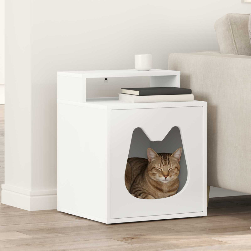 Load image into Gallery viewer, Vidaxl kattenhuis wit 42,5 x 40 x 53,5 cm bewerkt hout
