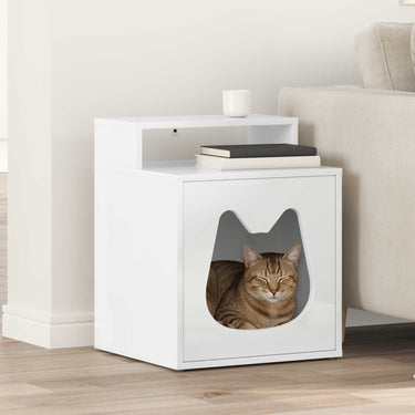 Vidaxl kattenhuis glanzend wit 42,5 x 40 x 53,5 cm bewerkt hout