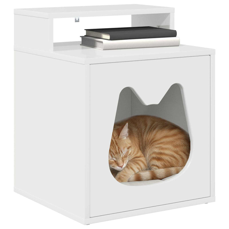 Load image into Gallery viewer, Vidaxl kattenhuis glanzend wit 42,5 x 40 x 53,5 cm bewerkt hout
