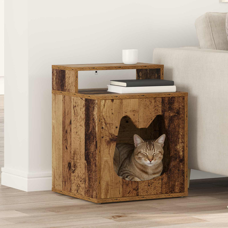 Load image into Gallery viewer, Vidaxl kattenhuis oudhout 42,5 x 40 x 53,5 cm bewerkt hout
