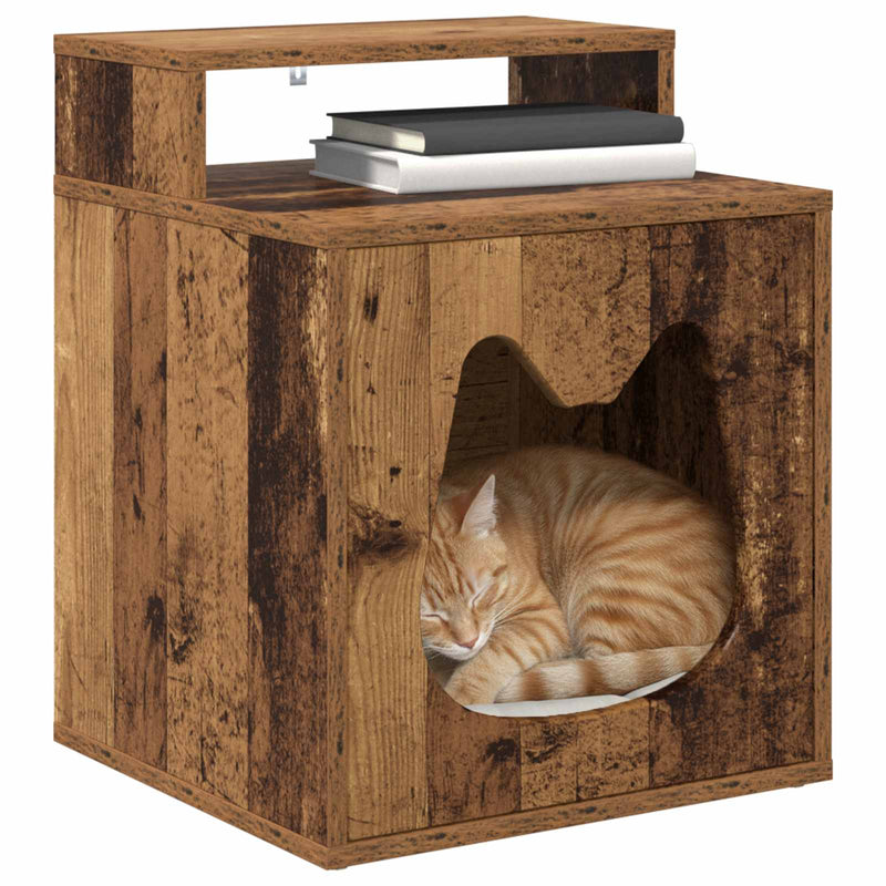 Load image into Gallery viewer, Vidaxl kattenhuis oudhout 42,5 x 40 x 53,5 cm bewerkt hout
