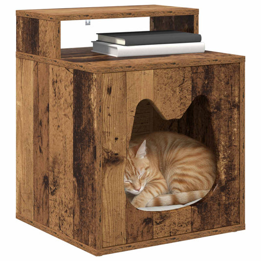 Vidaxl kattenhuis oudhout 42,5 x 40 x 53,5 cm bewerkt hout