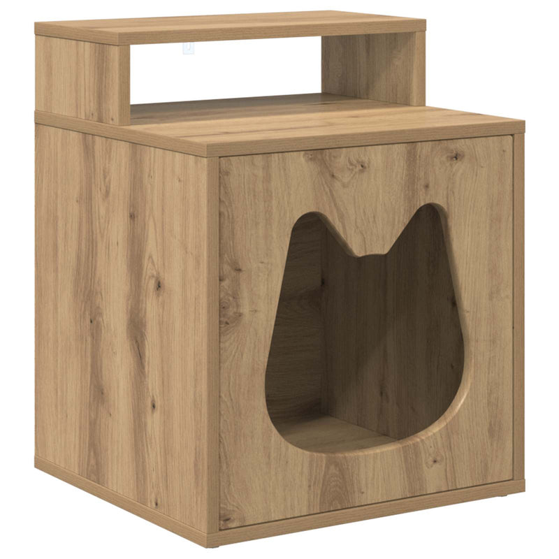 Load image into Gallery viewer, Vidaxl kattenhuis ambachtelijk eiken 42,5 x 40 x 53,5 cm bewerkt hout
