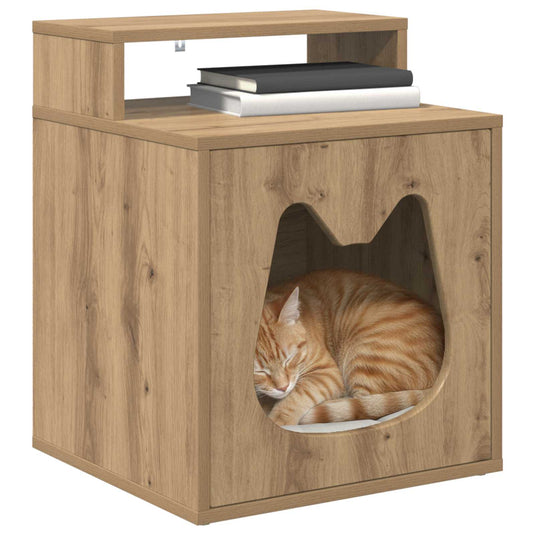 Vidaxl kattenhuis ambachtelijk eiken 42,5 x 40 x 53,5 cm bewerkt hout