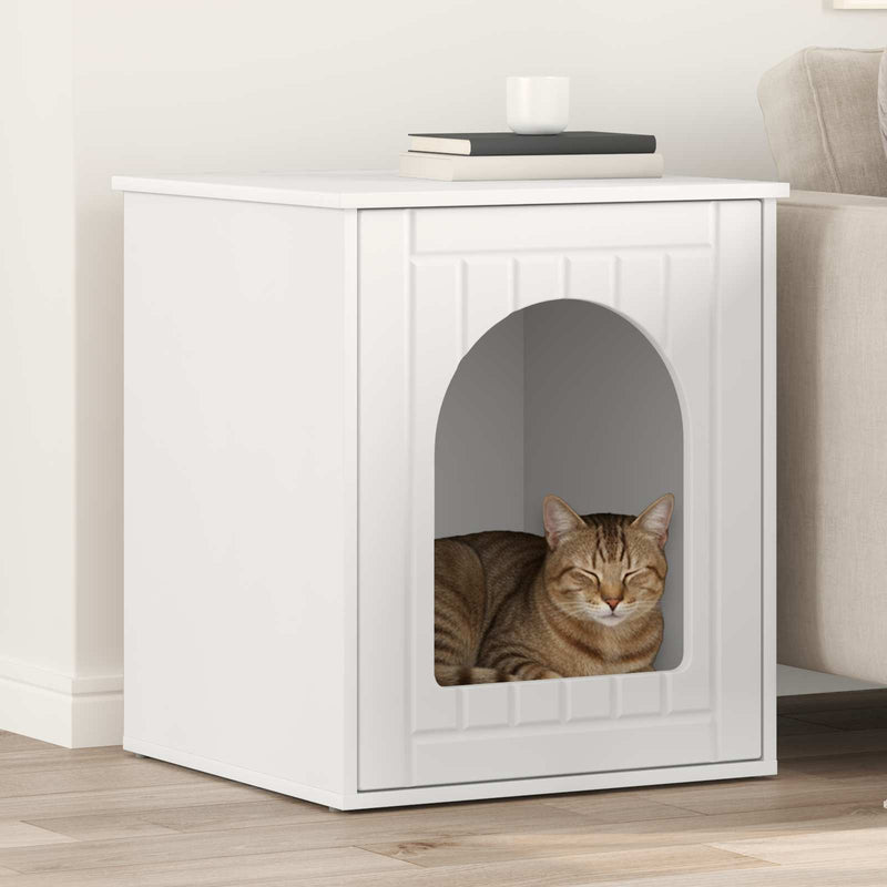 Load image into Gallery viewer, Vidaxl kattenhuis wit 53 x 52 x 62 cm bewerkt hout
