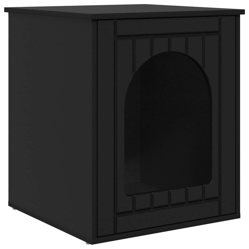 Load image into Gallery viewer, Vidaxl kattenhuis zwart 53 x 52 x 62 cm bewerkt hout
