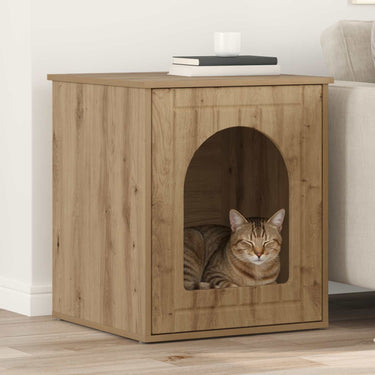 Vidaxl kattenhuis ambachtelijk eiken 53 x 52 x 62 cm bewerkt hout