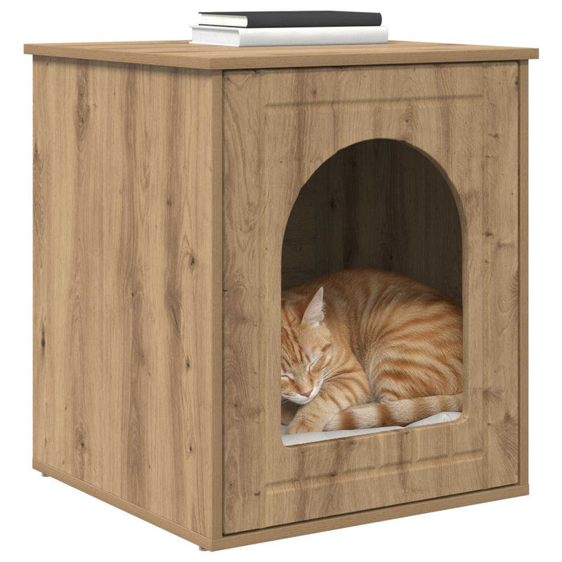 Load image into Gallery viewer, Vidaxl kattenhuis ambachtelijk eiken 53 x 52 x 62 cm bewerkt hout
