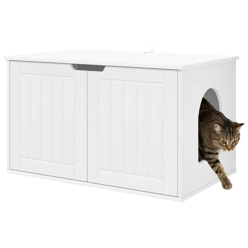 Load image into Gallery viewer, Vidaxl kattenhuis wit 85 x 55 x 50,5 cm bewerkt hout
