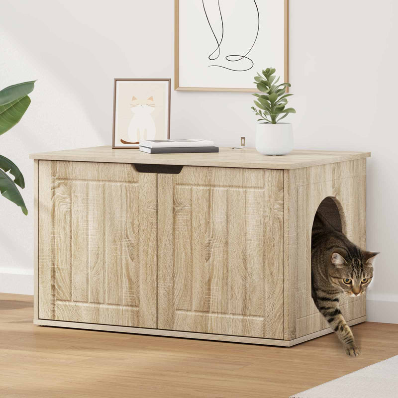 Load image into Gallery viewer, Vidaxl kattenhuis sonoma 85 x 55 x 50,5 cm bewerkt hout
