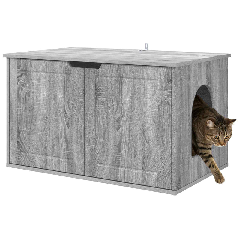 Load image into Gallery viewer, Vidaxl kattenhuis grijs sonoma 85 x 55 x 50,5 cm bewerkt hout

