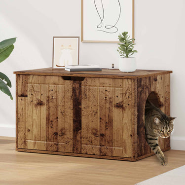 Vidaxl kattenhuis oudhout 85 x 55 x 50,5 cm bewerkt hout