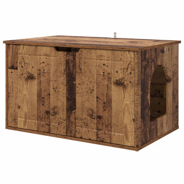 Vidaxl kattenhuis oudhout 85 x 55 x 50,5 cm bewerkt hout