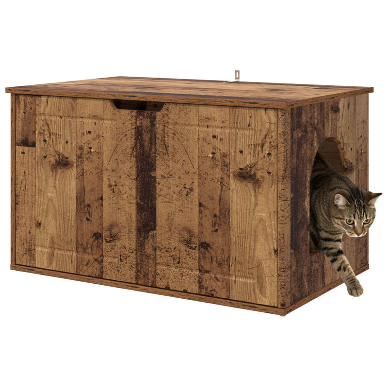 Load image into Gallery viewer, Vidaxl kattenhuis oudhout 85 x 55 x 50,5 cm bewerkt hout
