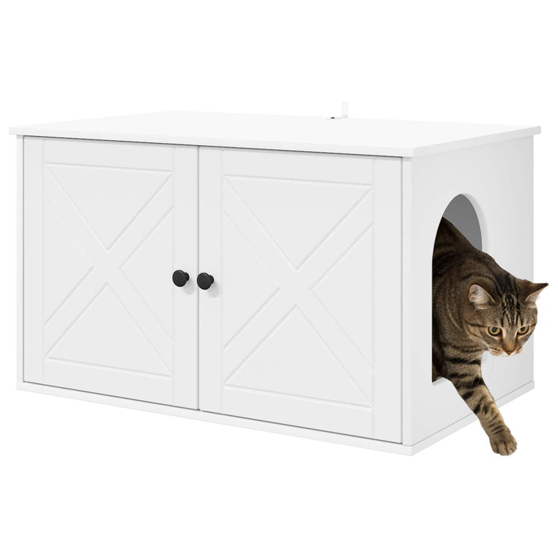 Load image into Gallery viewer, Vidaxl kattenhuis wit 85 x 55 x 50,5 cm bewerkt hout
