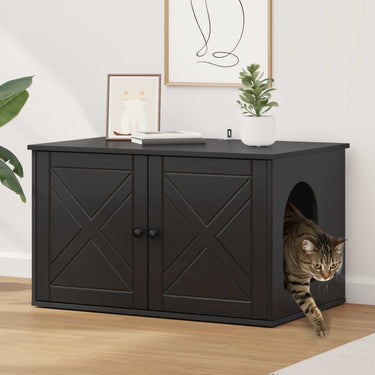 Vidaxl kattenhuis zwart 85 x 55 x 50,5 cm bewerkt hout