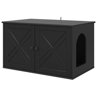 Vidaxl kattenhuis zwart 85 x 55 x 50,5 cm bewerkt hout