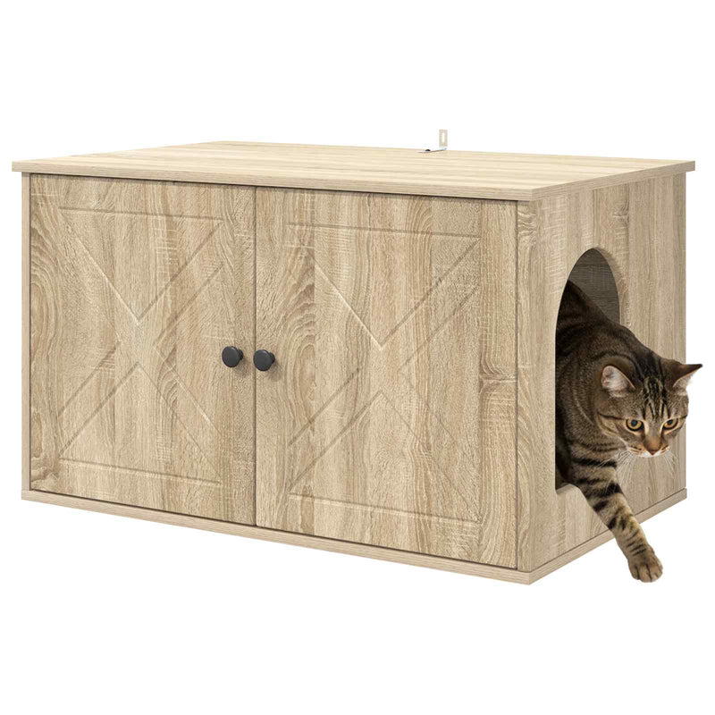 Load image into Gallery viewer, Vidaxl kattenhuis sonoma 85 x 55 x 50,5 cm bewerkt hout
