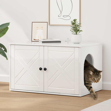 Vidaxl kattenhuis glanzend wit 85 x 55 x 50 cm bewerkt hout