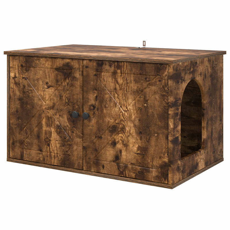 Load image into Gallery viewer, Vidaxl kattenhuis gerookt eiken 85 x 55 x 50 cm bewerkt hout
