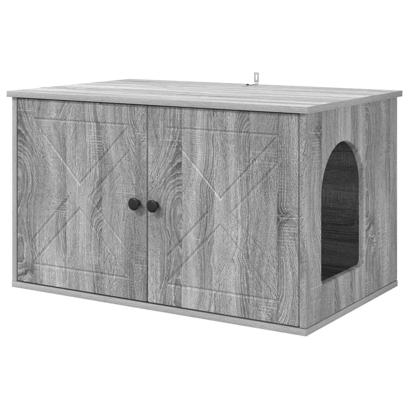 Load image into Gallery viewer, Vidaxl kattenhuis grijs sonoma 85 x 55 x 50 cm bewerkt hout
