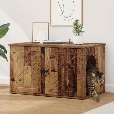 Vidaxl kattenhuis oudhout 85 x 55 x 50 cm bewerkt hout
