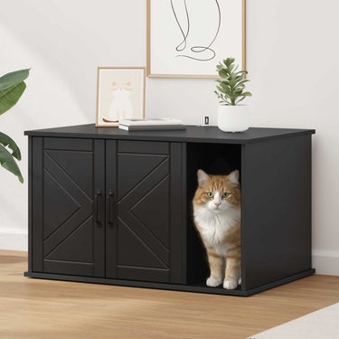 Vidaxl kattenhuis zwart 85 x 55 x 50 cm bewerkt hout
