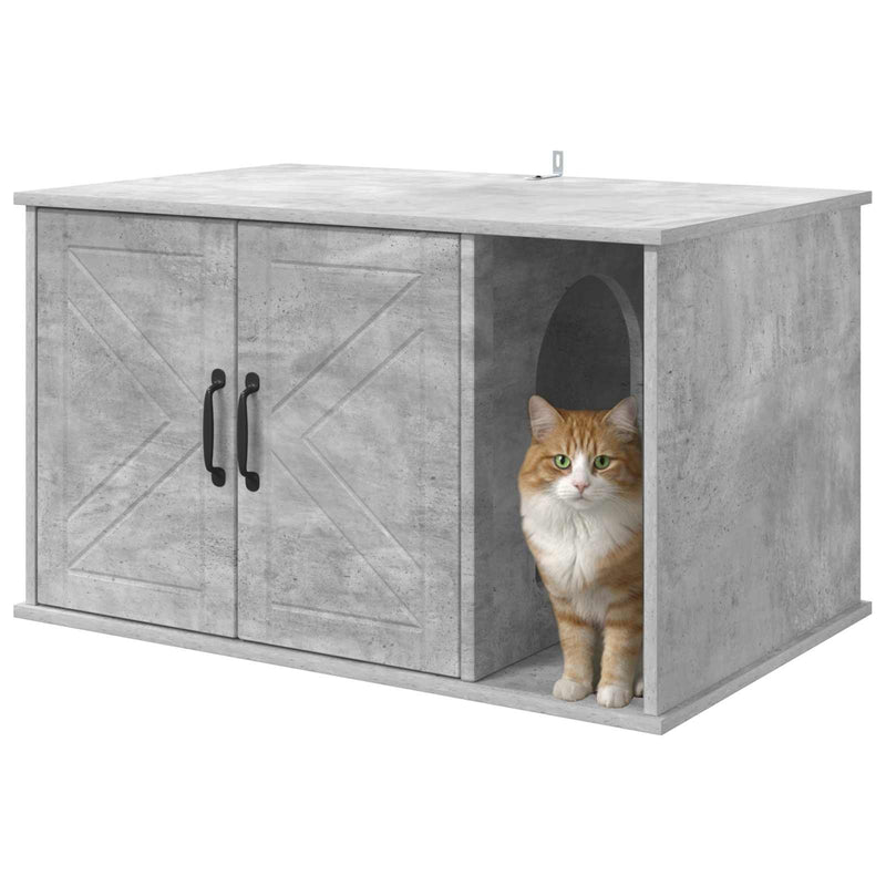 Load image into Gallery viewer, Vidaxl kattenhuis beton 85 x 55 x 50 cm bewerkt hout
