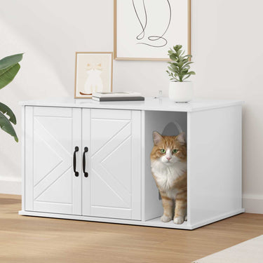 Vidaxl kattenhuis glanzend wit 85 x 55 x 50 cm bewerkt hout
