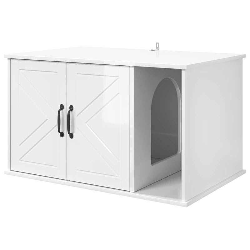 Load image into Gallery viewer, Vidaxl kattenhuis glanzend wit 85 x 55 x 50 cm bewerkt hout
