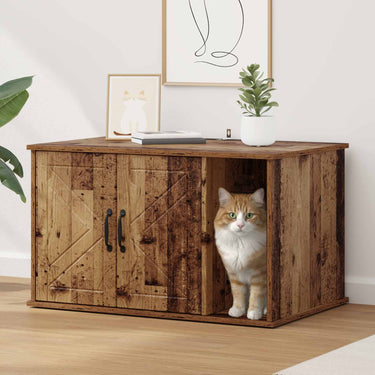 Vidaxl kattenhuis oudhout 85 x 55 x 50 cm bewerkt hout