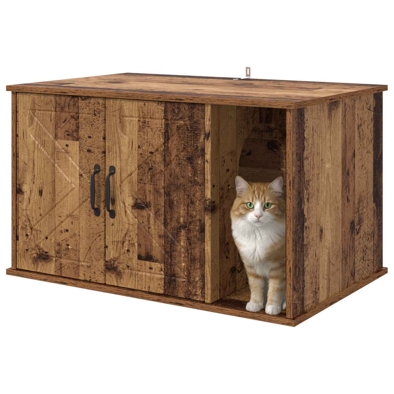 Load image into Gallery viewer, Vidaxl kattenhuis oudhout 85 x 55 x 50 cm bewerkt hout
