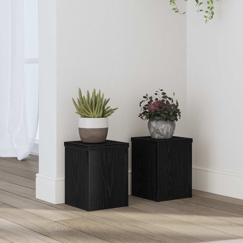 Load image into Gallery viewer, Vidaxl plantenstandaard 2 pcs zwart eiken 15 x 15 x 20 cm bewerkt hout
