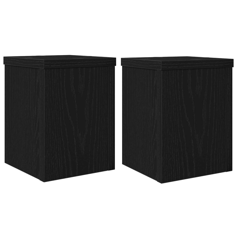 Load image into Gallery viewer, Vidaxl plantenstandaard 2 pcs zwart eiken 15 x 15 x 20 cm bewerkt hout

