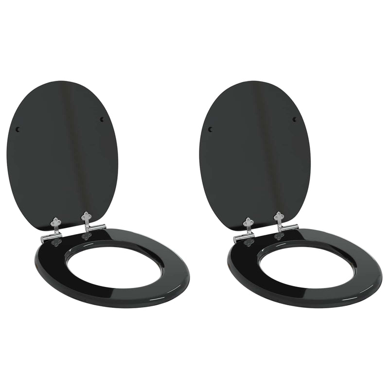 Load image into Gallery viewer, Vidaxl zachte sluit toiletbril 2 pcs zwart 44 x 38 cm mdf-plaat
