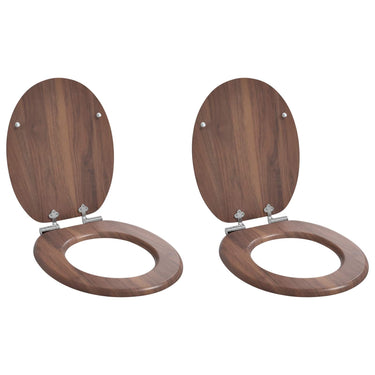Vidaxl zachte sluit toiletbril 2 pcs bruin 44 x 38 cm mdf-plaat