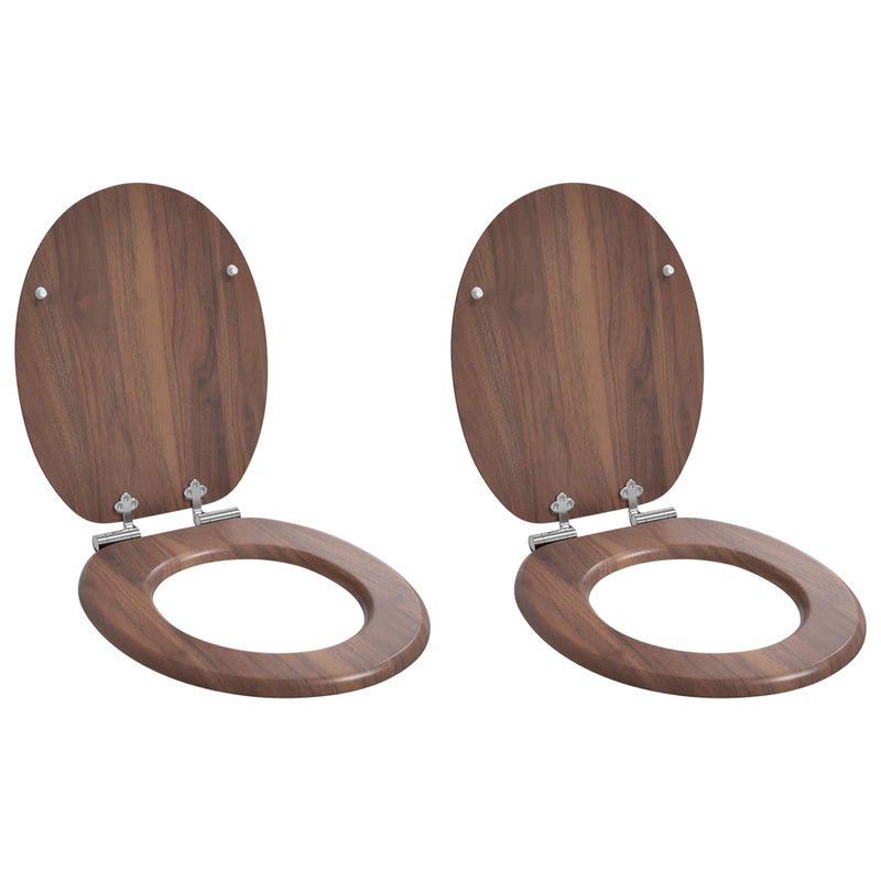Load image into Gallery viewer, Vidaxl zachte sluit toiletbril 2 pcs bruin 44 x 38 cm mdf-plaat

