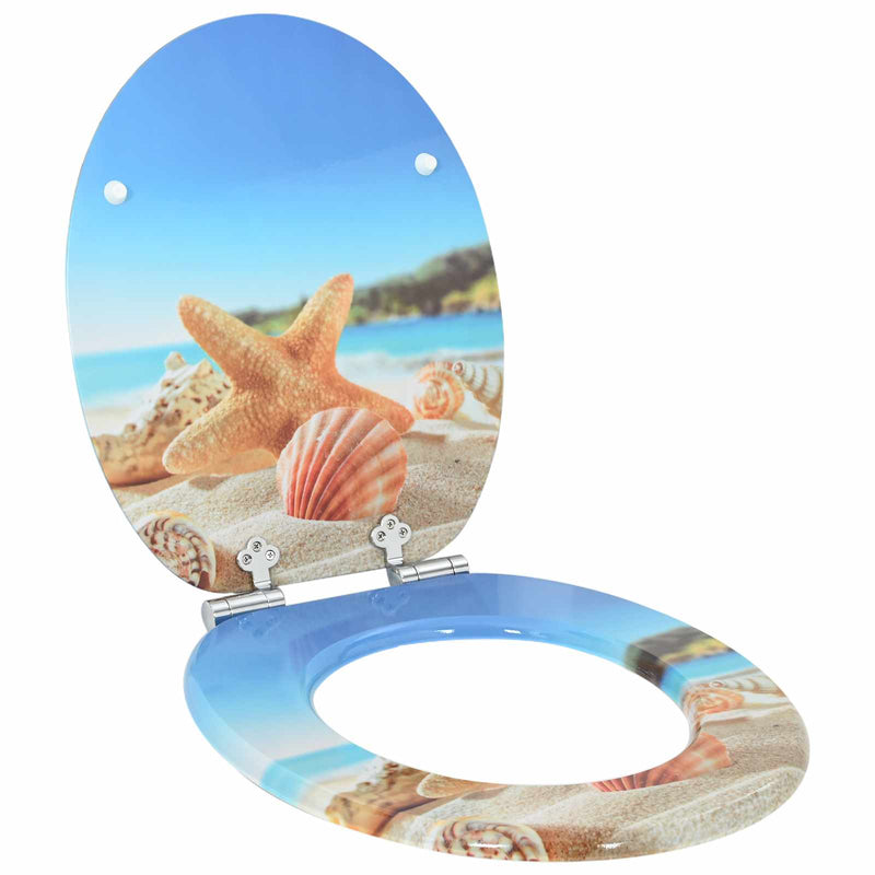 Load image into Gallery viewer, Vidaxl zachte sluit toiletbril 2 pcs zee schelp 44 x 38 cm mdf-plaat
