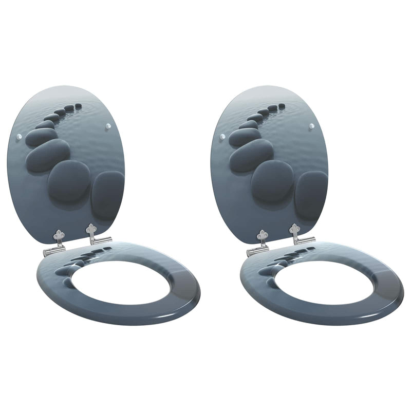 Load image into Gallery viewer, Vidaxl zachte sluit toiletbril 2 pcs grijs 44 x 38 cm mdf-plaat
