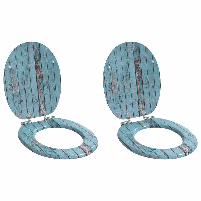 Load image into Gallery viewer, Vidaxl zachte sluit toiletbril 2 pcs blauw 44 x 38 cm mdf-plaat
